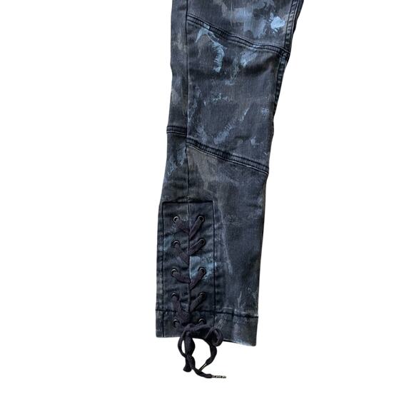 H&M LOGG Skinny Jeans Crop Moto Brush Stroke Print Lace Up Women’s 6 Gray Blue - Picture 5 of 9